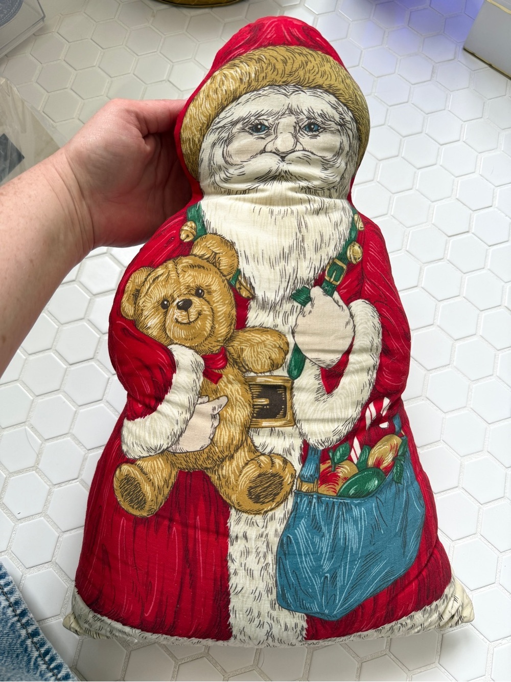 Vintage Horchow Santa Claus Christmas Decorative Pillow Holiday Decor